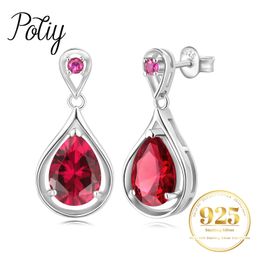 POTIY PEAR FORGE 75CT CRÉATION RUBY DROOT OREURS ELÉGANT FEMMES 925 STERLING Silver for Women Daily Bijoux Saint Valentin Gift 240515