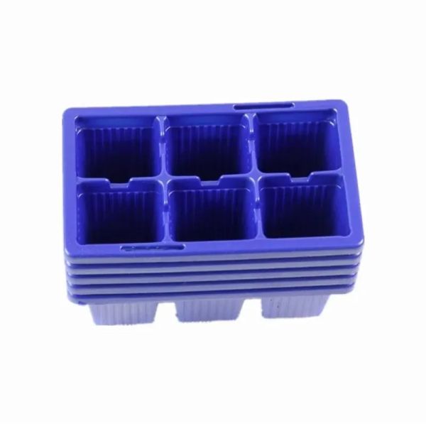 Pots de pépinière en plastique, 6 trous, plateau de semis de plantes, plaque de germination, plateau de jardin, boîte à outils, couleur bleue, vente en gros, 10 pièces/lot