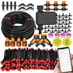 Potten 13 cm 8hole Sprinkler DRIPS SYSTEEM 1/4 'HOSE WIFI/BluetoothCompatible Timer Kit voor Garden Pot Plant Automatische irrigatie Devic