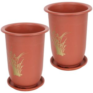 Pots 2 ensembles de jardinières de pépinière, jardinières en plastique, plantes d'intérieur pour centres de table, pots de fleurs d'orchidées en argile, jardinière d'intérieur arrondie