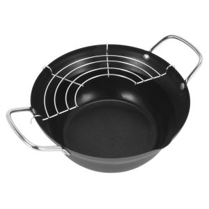 Pots 20 cm Easy Verser Non Stick Rebating Tempura Fryer Pot avec huile Drip Rager Rack JapanesSetyle Mini Fry Pan