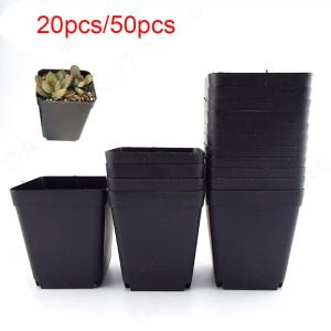 Pots de fleurs en plastique 8x7x5 CM, petits Pots carrés créatifs pour plantes succulentes, décoration de jardin, jardinage noir U27