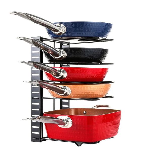 Casseroles et poêles organisateur support multicouche fil de fer bilatéral couvercle de casserole support de rangement casseroles couvercles support de rangement cuisine stockage 240223