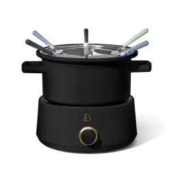 Pots Hermoso juego de fondue eléctrico 3QT con bono 2qt Pot de cerámica Sésamo negro de Drew Barrymore Multi Cooking Appliances