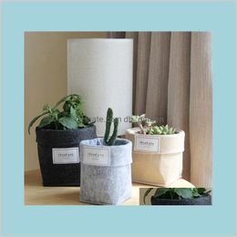 Potsbenodigdheden Patio Gazon Garden Vilt Succulent Plant Nonwoven Stof Cactus Grow Planters Pot of Home Opbergmand Tassen Vouwstroom