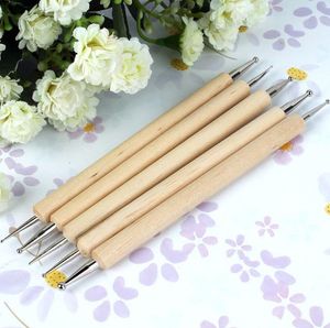 Aardewerk gereedschap houten puntpengereedschap 5 maten set nail art stip stip-tools nagel-tool sn6522