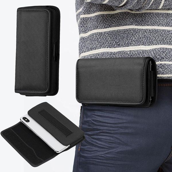 Pochette pour téléphone portable noir, étui en Nylon robuste, sacs de rangement pour support de cellule