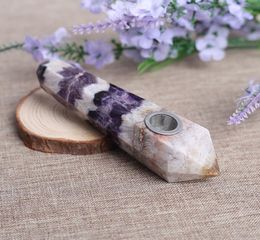 Pouch HJT Hele vrouwen moderne aangepaste pijpen natuurlijke Droom Amethist KRISTAL kwarts Tabakspijpen healing Hand Pipes9361935