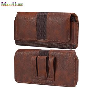 Sachets de 6,9 pouces Universal Retro Cuir Belt Clip Clip Holster Phone Pouch Pouch pour Xiaomi Redmi Note 10 11 12 Pro Plus Bag de taille magnétique