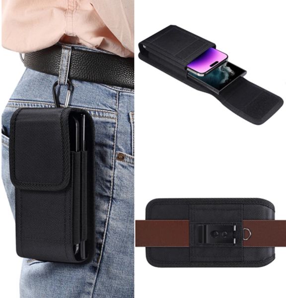 SCHECHES Double poche de conception de ceinture Clip Holster pour iPhone Samsung Huawei Xiaomi LG Nokia Smartphone Sac Mobile Phone Cover Cover Cover