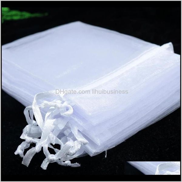 SCHECHES Emballage Affichage 15x20cm 100pcs Blanc Color Package Bijoux grandes pochettes Dstring Sacs-cadeaux Organza pour Weddin314p