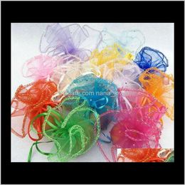 Zakjes verpakking display drop levering 2021 schip 100 stcs 26 cm diameter organza round gewone sieraden bruiloft feest snoepjes cadeauzakken u34lm