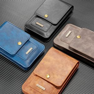 Soclesh Retro Pu Leather Case Téléphone Sac Pouche pour iPhone 14 13 12 11 x XR 7 8 Portefeuille de créneaux de cartes pour Xiaomi Huawei Belt Clip Cover Holster