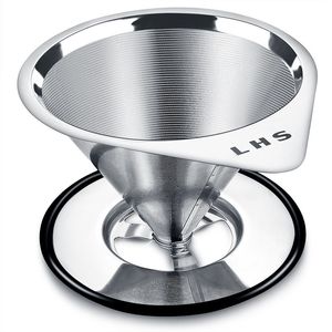 Giet over koffiefilter roestvrij staal herbruikbare dripper houder kegel trechter mandje mesh zeef 220509