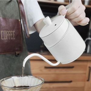 Giet over koffie Kettle Gooseneck Spout Coffee Pot Drip Kettle met beschermende lederen deksel roestvrijstalen espressopot 350 ml 240528