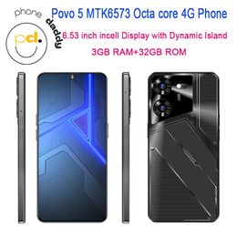 POVO 5 Octa Core 4G mobiele telefoon 6,53 inch Incell -display met dynamische eilandfunctie 3 GB RAM 32 GB ROM 13MP ACHTER CAMERA SUPPARTEN Face Recognition Mobilephone