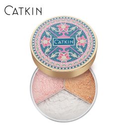 Poudre Catkin éternel Love 5.2g * 3 Triocolor Lotus Loose Powder Ajustement du teint Nettoyer l'équilibre de maquillage Balance de l'huile de peau