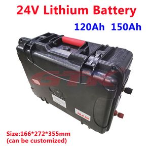 Batterie lithium-ion puissante 24V, 120ah, 150ah, avec BMS, pour onduleur 3600W, panneau de système solaire, camping-car, bateau de pêche électrique + chargeur 10a