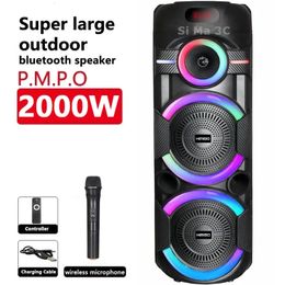 Vermogen 2000 W Caixa De Som Bluetooth Sers Dual 8 inch Familie Party Karaoke Klankkast FM Outdoor Subwoofer Audio met Microfoon 240126