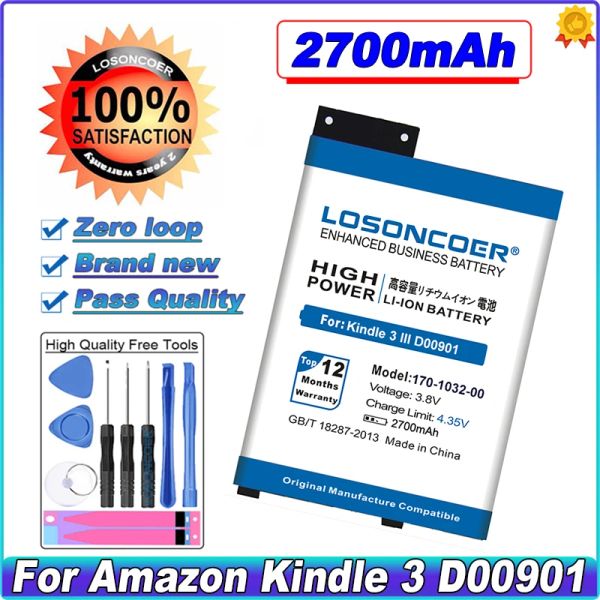 Potencia de 2700 mAh Batería FS249 para Kindle 3 teclado Ereader D00901 GPS103463920100 170103200 S11GTSF01A 170103201 BATERÍA