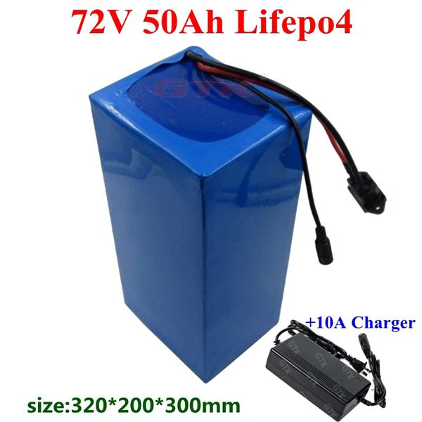 Batterie au lithium lifepo4 72v 50ah, bms 80a pour moto électrique 5000w, chariot élévateur, scooter, chariot de golf + chargeur 87.6v 10a