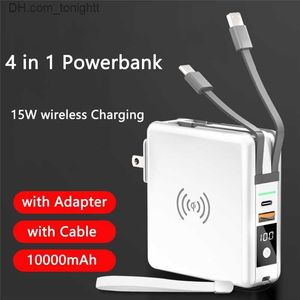Power Bank 10000mAh avec prise secteur 15W, charge rapide sans fil, USB Type C, chargeur mural pour téléphone portable, iPhone 14 Q230826