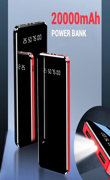 Power Bank 20000mAh Dual LED USB Luz flash 10000mAh PowerBank Batería externa Poverbank8430012