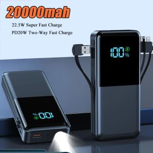 Power Bank 20000mah Portable 22,5W PD 20W Charge rapide Poverbank Phone Mobile Battery Powerbank pour iPhone 13 Xiaomi