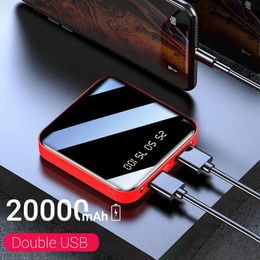 Banque de puissance 20000 mAh Portable charge Poverbank téléphone Mobile LED miroir arrière batterie externe batterie externe Powerbank