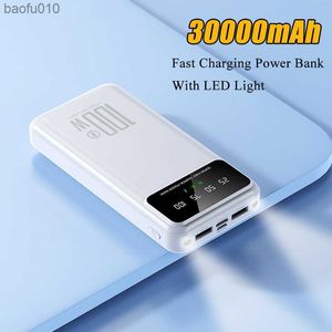 Power Bank 30000mAh Charge Rapide Powerbank Portable Chargeur de Batterie Externe Poverbank Avec Lumière LED Pour iPhone Xiaomi Huawei L230619