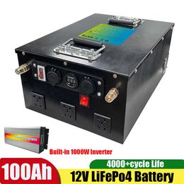 Power Bank Station 12V 100AH ​​LIFEPO4 Batterij 12V 500W Rated 1000 W Peak Inverter Oplaadbare batterij voor buitenkamperen