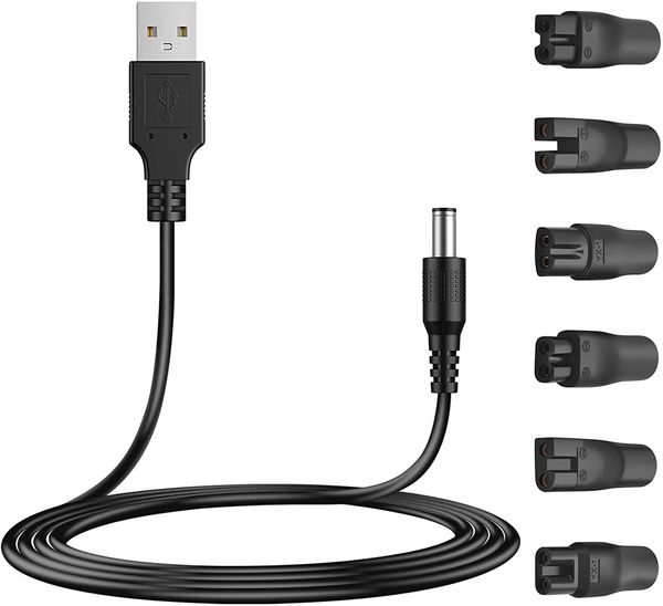 Cable de alimentación Cable de cargador USB de 5 V Adaptador de repuesto Compatible con varios tipos de afeitadoras Philips Norelco HQ8505 Maquinillas de afeitar eléctricas SURKER Clippers