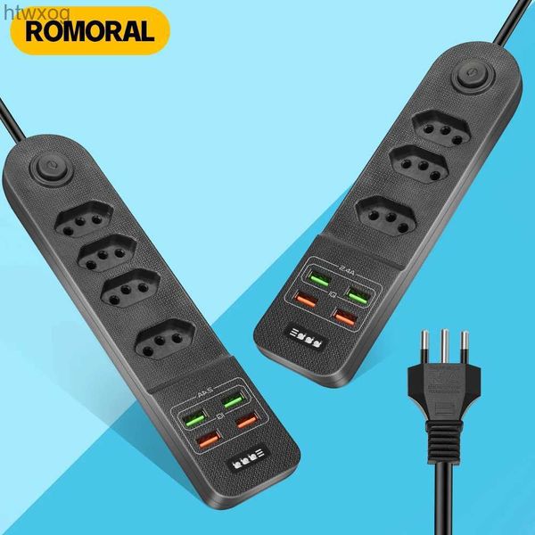 Prise de câble d'alimentation 2500 W Brésil Multiprise avec 4 prises 4 ports USB Rallonge de 2 m Câble Protection contre les surtensions Prise USB pour le bureau à domicile YQ240117