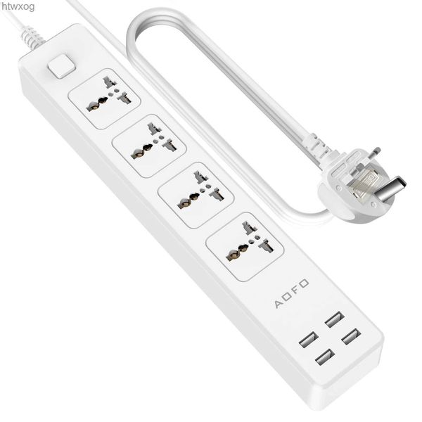 Enchufe de cable de alimentación AOFO Regleta universal de 4 tomas con 4 puertos de carga USB Protector contra sobretensiones para el hogar/oficina con cable de extensión de 5,9 pies YQ240117