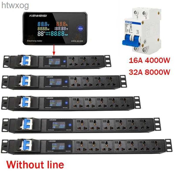 Prise de câble d'alimentation prise d'affichage numérique intelligente PDU unité de distribution de multiprise sans ligne 4000/8000 W prises 2-10 voies YQ240117