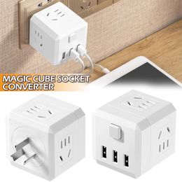 Power Kabel Plug Mayitr 1pc Wit Multi Outlet Extender Duurzaam Cube Socket Converter Stekkers USB Draadloze Muur Adapter 231117