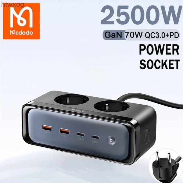 Prise de câble d'alimentation Mcdodo Prise UE Multiprise multiprise 70 W Charge rapide Ports USB Type C Rallonge de câble 2 m Filtre réseau Prise secteur YQ240117