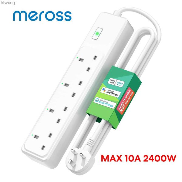 Enchufe de cable de alimentación Meross Smart Power Strip WiFi Protector contra sobretensiones Enchufe del Reino Unido con 4 enchufes eléctricos Soporte de control remoto Alexa Google SmartThings YQ240117