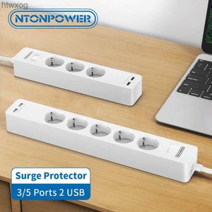 Prise de câble d'alimentation NTONPOWER Multiprise USB murale avec 3/5 ports, 2 prises d'extension USB, prise UE pour filtre réseau domestique YQ240117