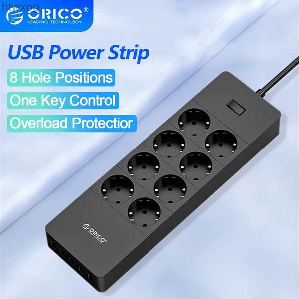 Enchufe del cable de alimentación ORICO Toma de corriente universal Enchufe de la UE Extensión inteligente Regleta de alimentación Protector contra sobretensiones para el hogar y la oficina 4 6 8 CA con 5 USB HPC-8A5U YQ240117