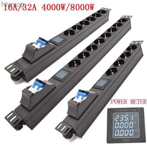 Power Cable Plug PDU Stroomstrook 16/32A Air Switch Power Distribution Unit Switcher2/3/4/5/5/7/8 Way EU -stopcontactaanmakingsmeter YQ240117