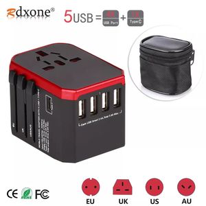 Prise de câble d'alimentation Adaptateur de voyage Rdxone Adaptateur d'alimentation universel international tout-en-un avec chargeur mural mondial USB de type C pour Royaume-Uni/UE/États-Unis/Asie 230701