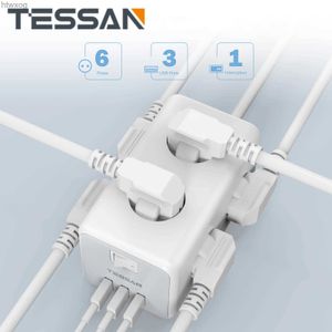 Prise de câble d'alimentation TESSAN Multiprise murale Cube avec 3/6 prises CA 3 ports USB Prises multiples avec interrupteur Câble 1,5/2 m pour bureau à domicile YQ240117