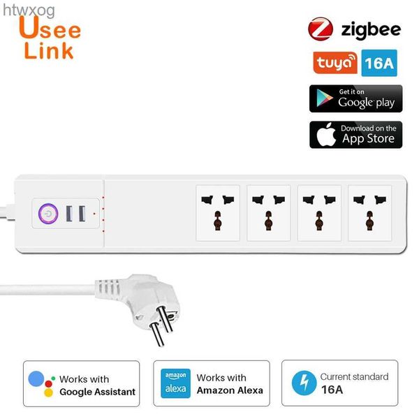 Prise de câble d'alimentation UseeLink Zigbee multiprise intelligente 16A prises universelles avec prises USB commande vocale à distance AlexaGoogle Power par Tuya YQ240117