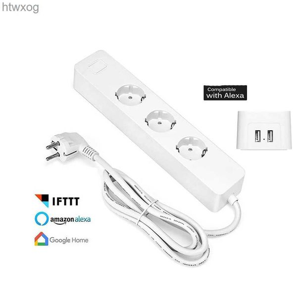 Cable de alimentación Enchufe WiFi EU Power Strip Tuya Smart Plug Power Strip Cable de extensión Protector contra sobretensiones Smart Home Socket Funciona Alexa Google YQ240117