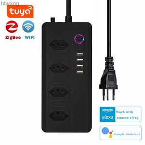 Cable de alimentación Enchufe Wifi ZigBee Tuya Enchufe inteligente Regleta Brasil Cable de extensión Temporizador Enchufe Control remoto por voz Enchufe para hogar inteligente Trabajar con Alexa YQ240117