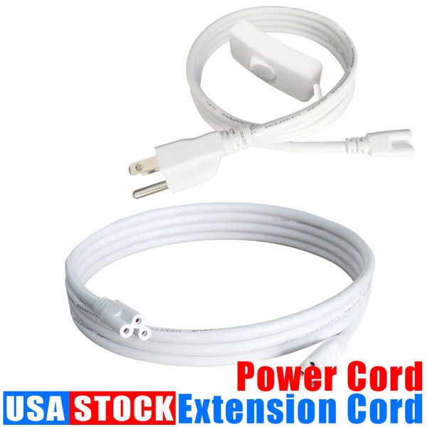 Cable de alimentación para cables de conector de interruptor T5/T8 Extensión LED de 2 pines Tubo fluorescente integrado Luz 1FT 2FT 3.3FT 4FT 5FT 6FT 6.6FT 100 piezas Oemled