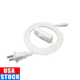 Voedingskabel kabel voor T8 buis LED -kweeklicht met aan -uit schakelaar 3pin geïntegreerde buisconnector extensie US plug 1ft 2ft 3,3ft 4ft 5ft 6,6 ft 100 pc's crestech