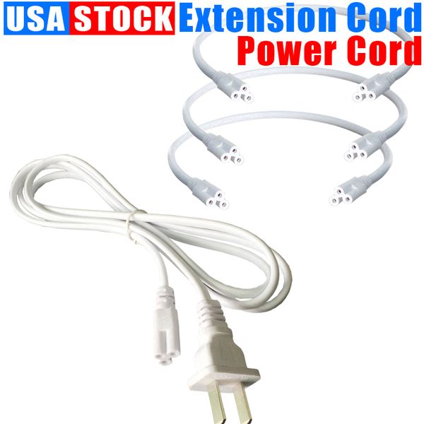 Cable de alimentación para tubo T8 LED Grow Light con interruptor de encendido y apagado Tubos integrados de 3 pines Extensión del conector Enchufe de EE. UU. 1FT 2FT 3.3FT 4FT 5FT 6FT 6.6FT 100 piezas Oemled