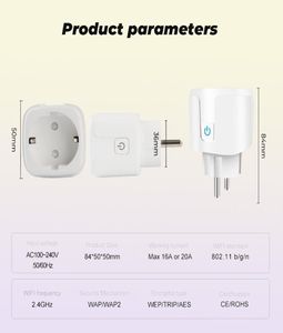 Power Energy Monitor 16A UK UK 10A US WiFi Smart Plug Socket Adaptateur SmartLife App Vopt Control fonctionne avec Alexa Google Home477579